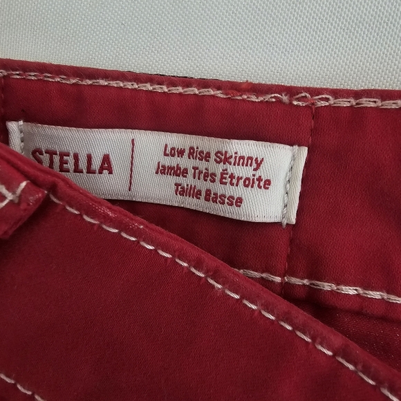 True Religion Stella Low Rise Skinny Jeans Size 27 Red Stretch Denim Logo Pocket - Picture 10 of 16
